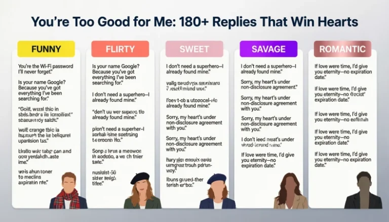Replies to “you’re too good for me”