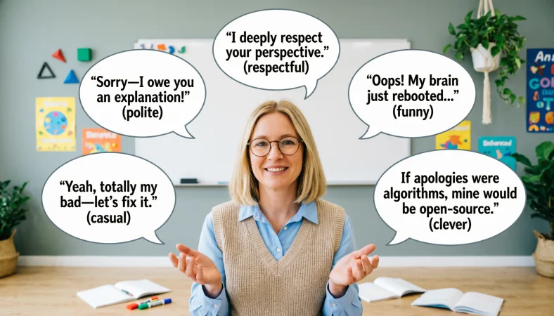 Teacher says sorry replies