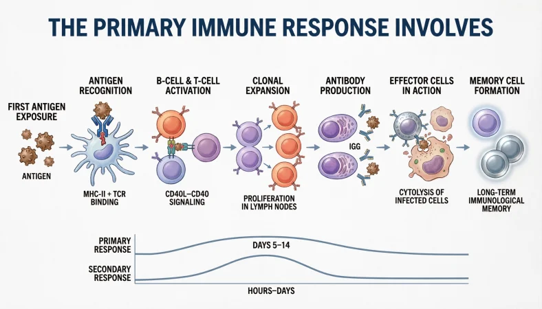 the primary immune response involves